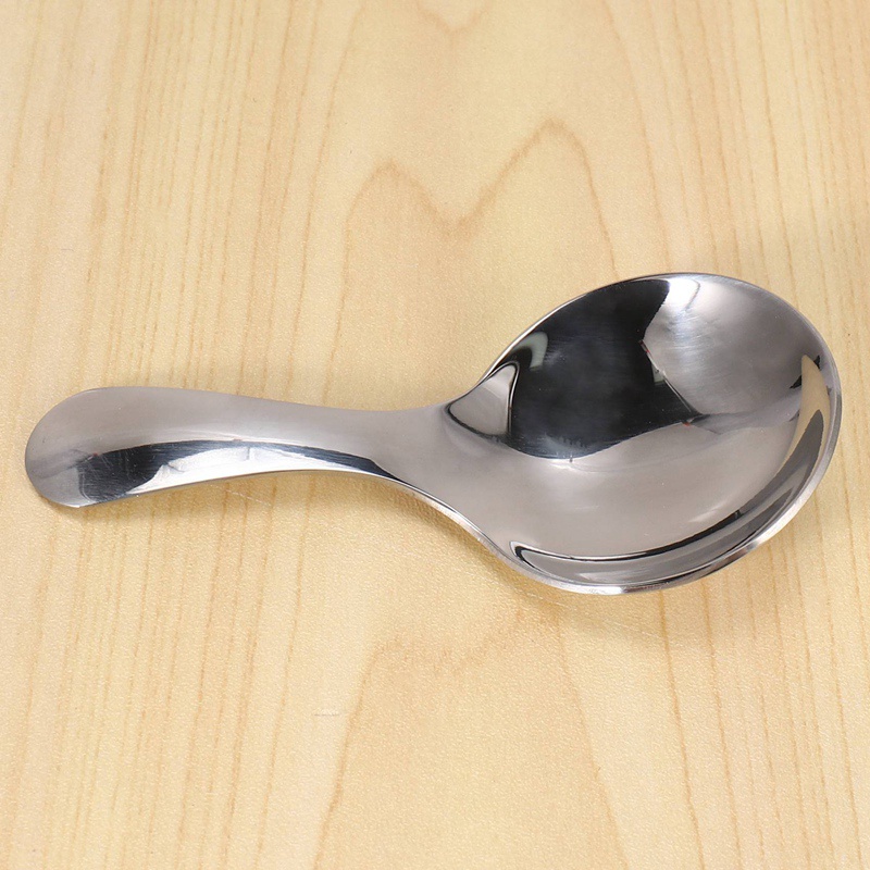 Set 10 Muỗng Thép Không Gỉ Tay Cầm Ngắn Màu Bạc Thời Trang