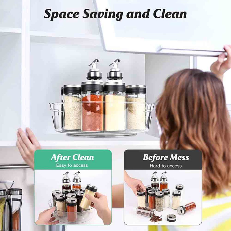 Set 2 Hộp Đựng Đồ Dùng Nhà Bếp Xoay 360 Độ 11 Inch Tiện Dụng