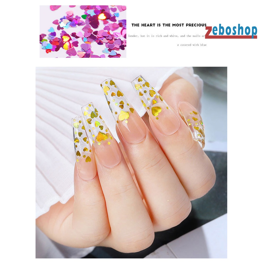 Sơn Móng Tay Siêu Mỏng Họa Tiết Trái Tim Đính Kim Sa Lấp Lánh Thời Trang Cho Nữ