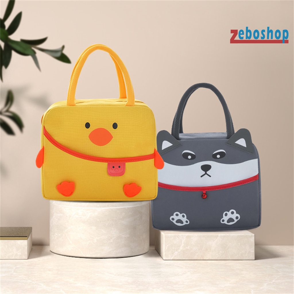 Túi Đựng Cơm Trưa Bằng Vải Oxford Sức Chứa Lớn In Họa Tiết Hoạt Hình Có Khóa Kéo Tiện Dụng Cho Văn Phòng