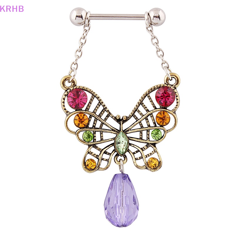 Khuyên Nhũ Hoa Bằng Thép Không Gỉ Màu Đồng Hình Bướm Sáng Tạo Quyến Rũ Cho Nữ Mới