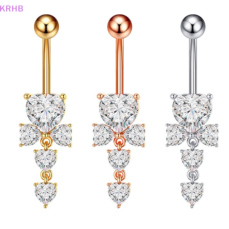 Khuyên Rốn Đính Đá Zircon Hình Trái Tim Thời Trang Cho Nữ Mới
