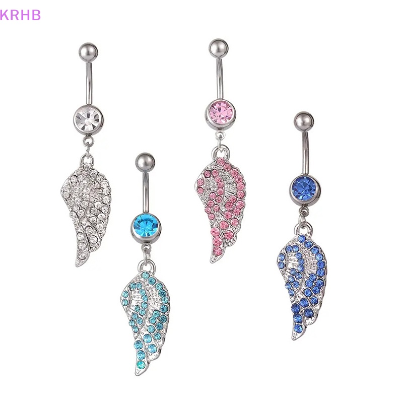 Khuyên Rốn Hình Đôi Cánh Bằng Thép Không Gỉ Đính Đá Thời Trang Dành Cho Nữ Mới