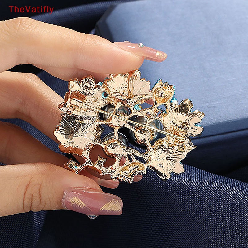[Thevalifly] 1 Cái Trâm Cài Áo Bằng Hợp Kim Tráng Men Xanh Dương Đính Kim Cương Giả Cho Nữ