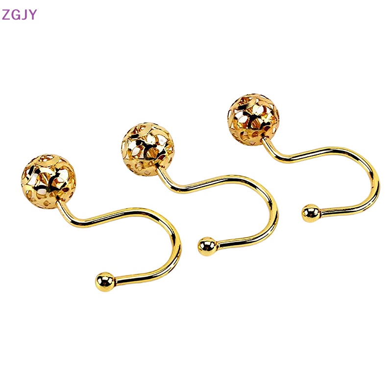 Bộ 12 Hoặc 24 Móc Treo Rèm Cửa Nhà Tắm Bằng Kim Loại Chống Rỉ Mới