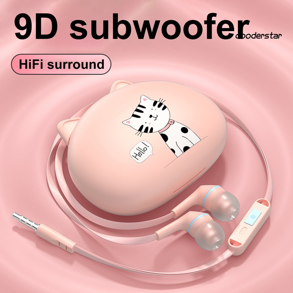 Tai Nghe Nhét Trong Có Dây Giảm Tiếng Ồn HiFi Kèm Hộp Đựng Hình Tai Mèo Hoạt Hình Cho Điện Thoại