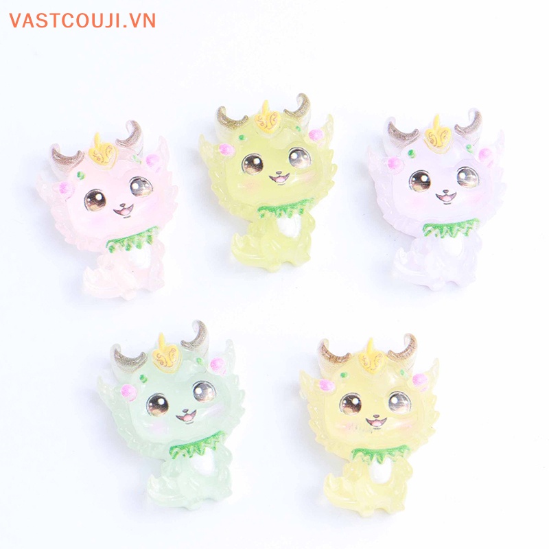 Bộ 2 Kẹp Tóc Hình Rồng Dạ Quang Mini Bằng Nhựa Resin Dễ Thương DIY