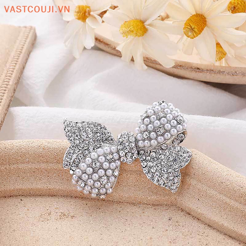 Vastji Wuli&amp;amp;Ghim Cài Áo Hình Nơ Đính Ngọc Trai Lấp Lánh Cho Nữ