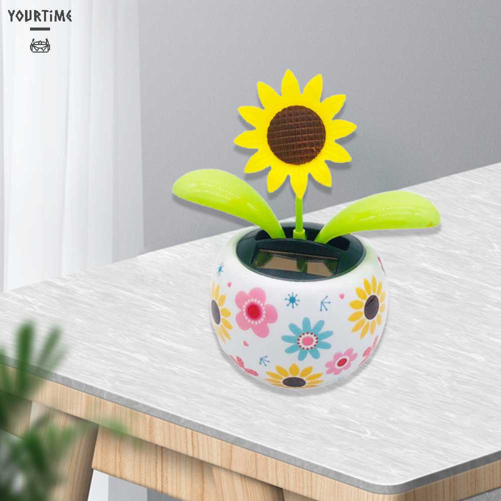 Chậu Hoa Hướng Dương Nắp Lật Trang Trí Xe Hơi Sử Dụng Năng Lượng Mặt Trời