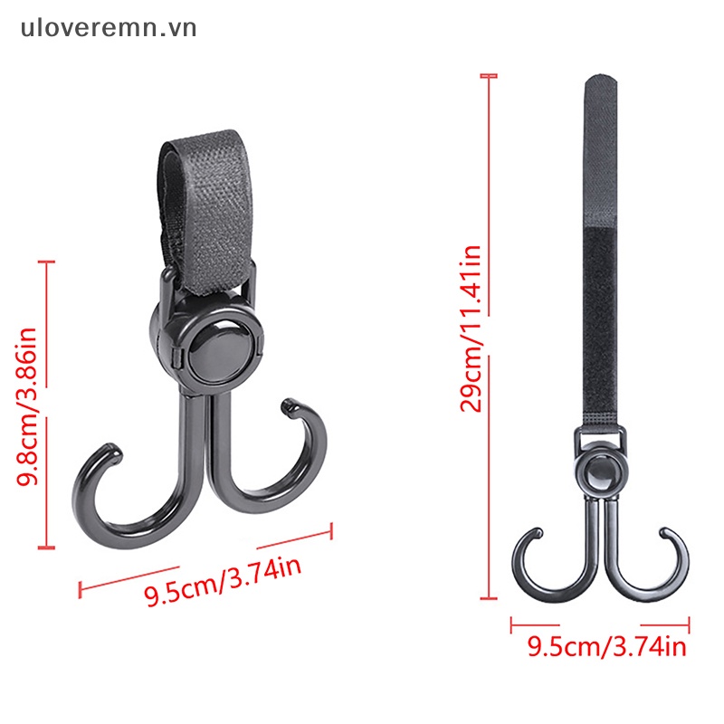 Bộ 2 Móc Treo Đồ Xoay 360 Độ Gắn Xe Đẩy Em Bé Tiện Dụng