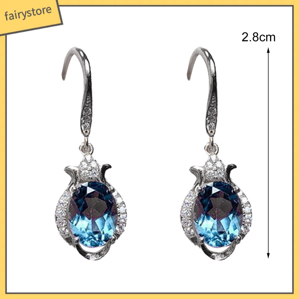 1 Đôi Bông Tai Móc Đính Đá Topaz Nhân Tạo Màu Sáng Lâu Trôi Dành Cho Cô Dâu