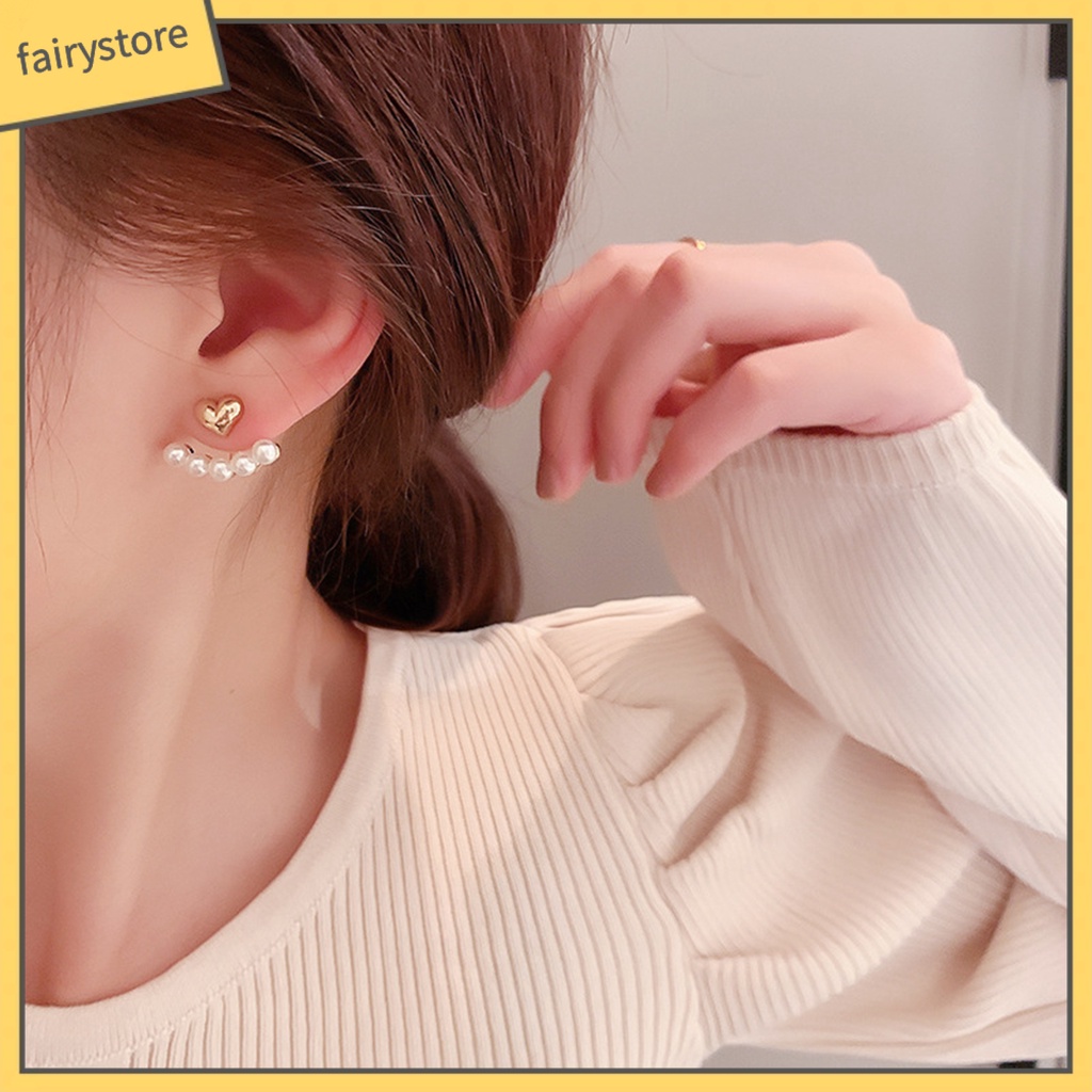 1 Đôi Khuyên Tai Hợp Kim Đính Ngọc Trai Nhân Tạo Thời Trang