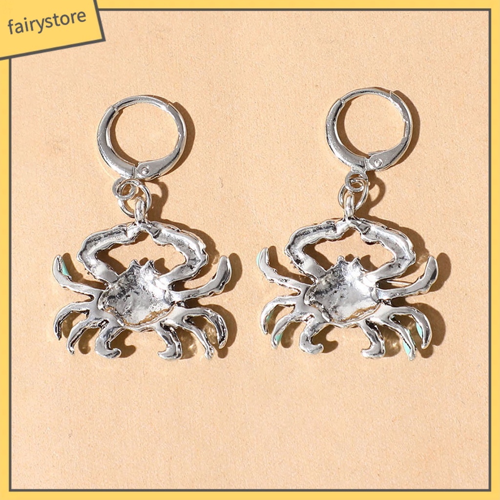 1 Đôi Bông Tai Hình Con Cua Bằng Kim Loại Bóng Đẹp Mắt Dành Cho Nữ