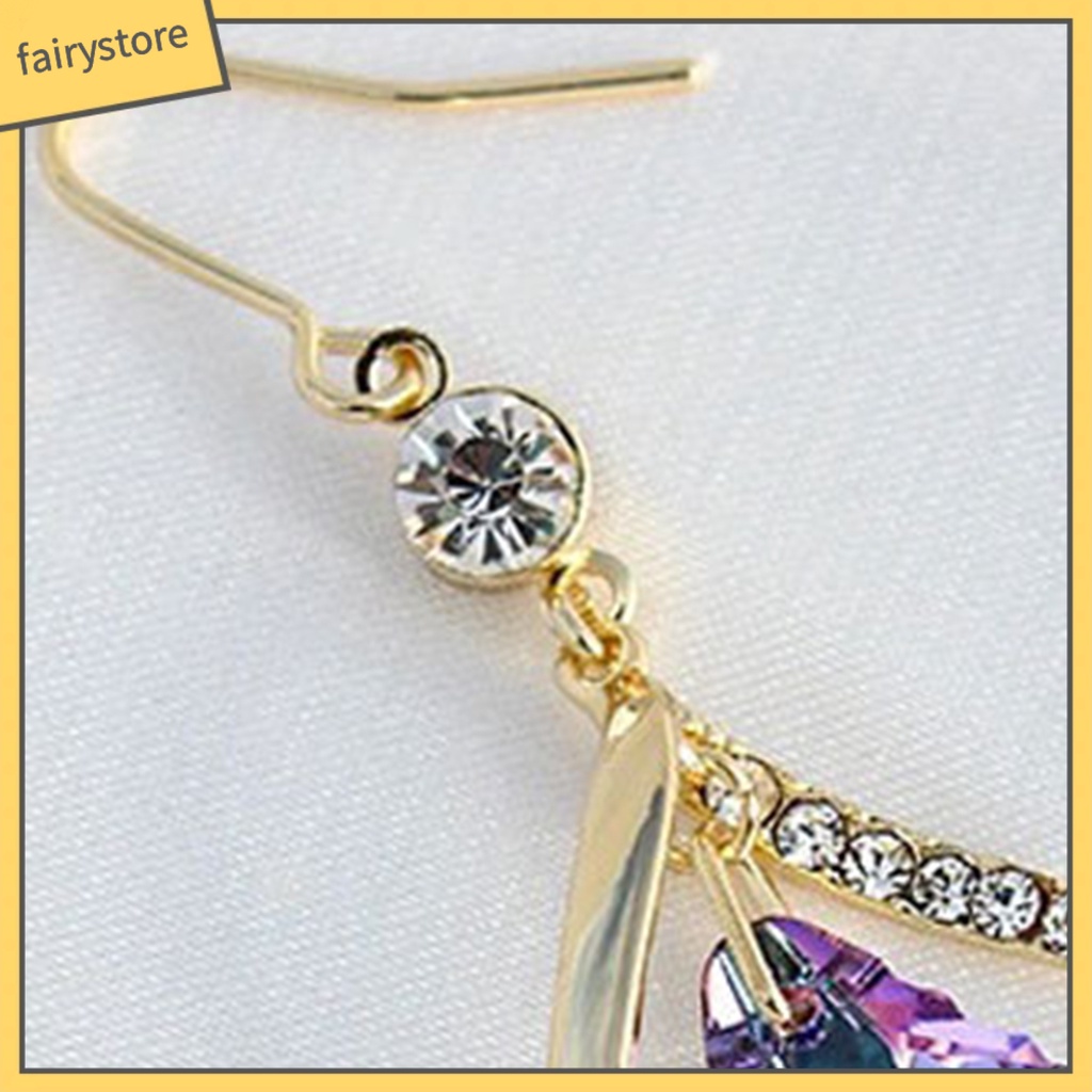 1 Đôi Bông Tai Dáng Dài Đính Đá Lấp Lánh Thời Trang Cho Nữ