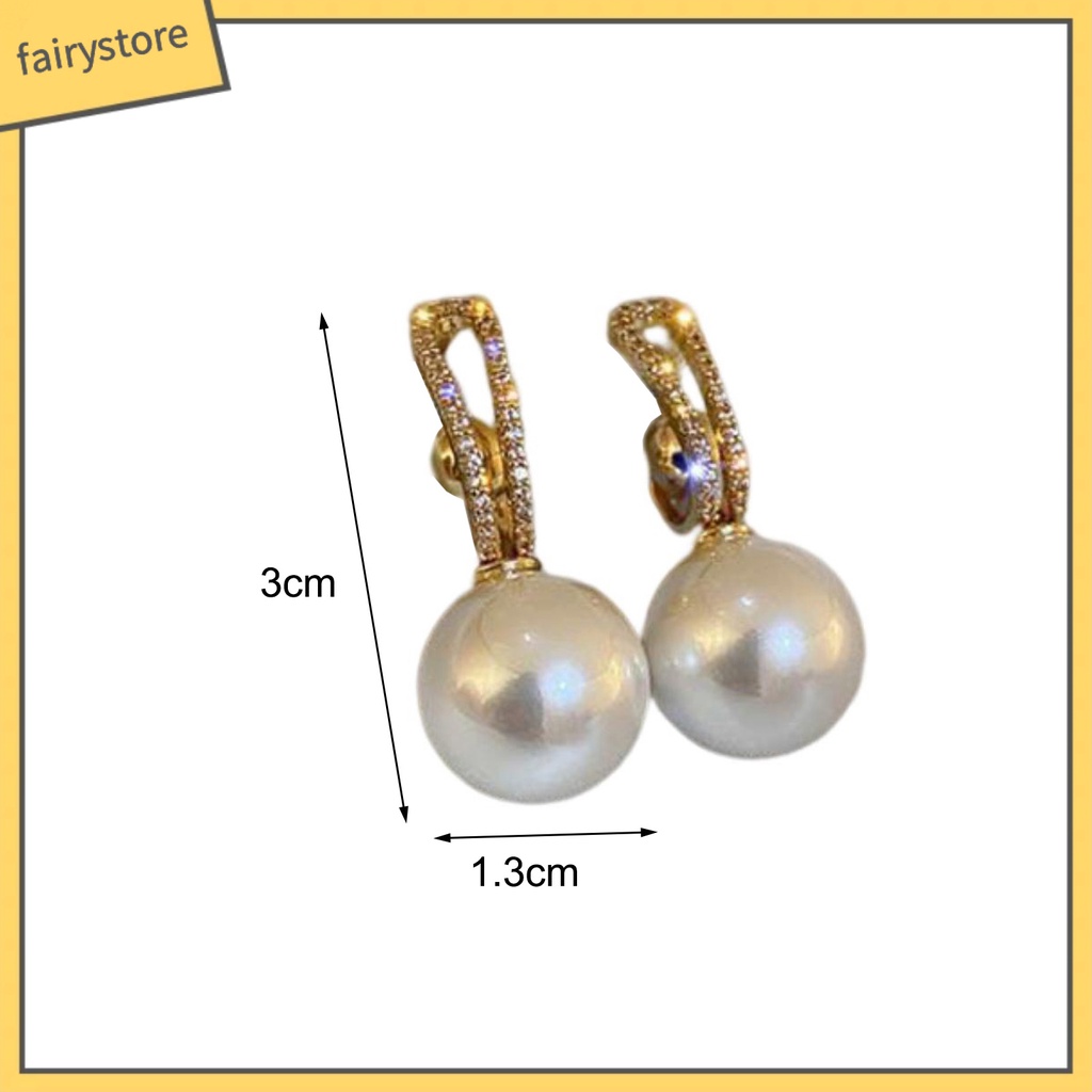 1 Đôi Bông Tai Đính Ngọc Trai Giả Độ Bóng Cao Chống Mài Mòn Thời Trang Cho Nữ