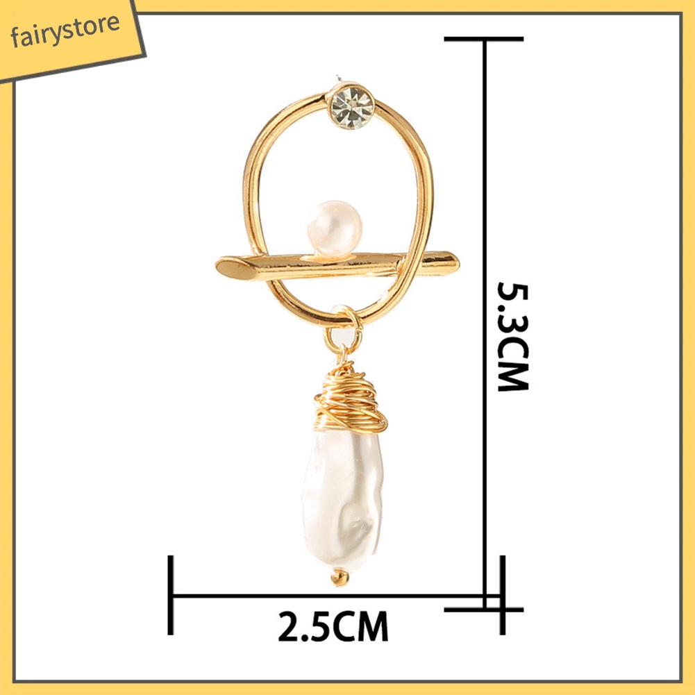 Bông Tai Handmade Đính Ngọc Trai Giả Bằng Hợp Kim Phong Cách Baroque Đơn Giản Dành Cho Nữ