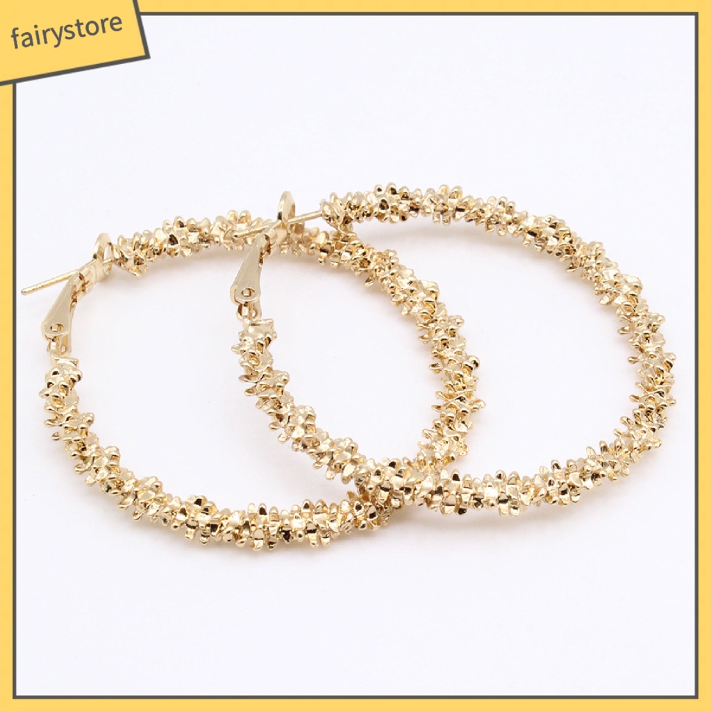 1 Đôi Bông Tai Hình Tròn Thắt Nút Bằng Hợp Kim Nhẹ Thời Trang Dành Cho Nữ