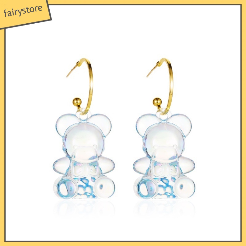 Bông Tai Ba Chiều Trong Suốt Hình Gấu Đáng Yêu Cho Nữ