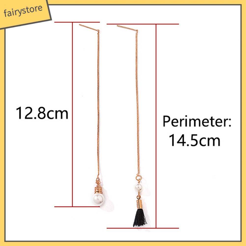 Bông Tai Dài Đính Ngọc Trai Giả Thời Trang Dành Cho Nữ