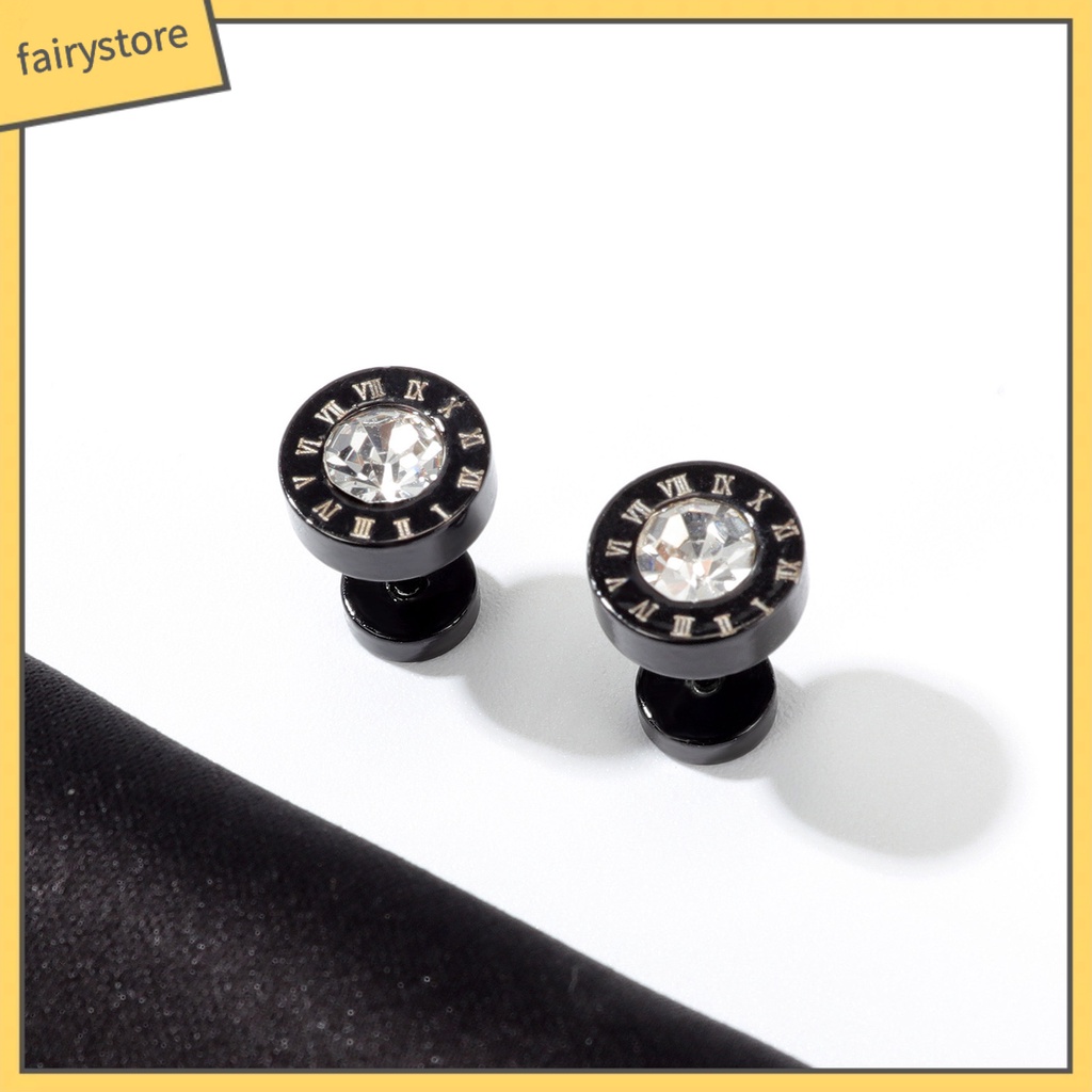 1 Đôi Bông Tai Tròn Đính Đá Phong Cách Hip Hop Punk Thời Trang Dành Cho Nam