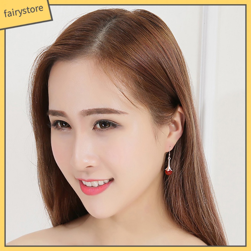 [FRO] Bông Tai Dạng Móc Hình Hoa Kèn Trumpet Dài Quyến Rũ Chống Rỉ Sét Cho Nữ Dự Tiệc