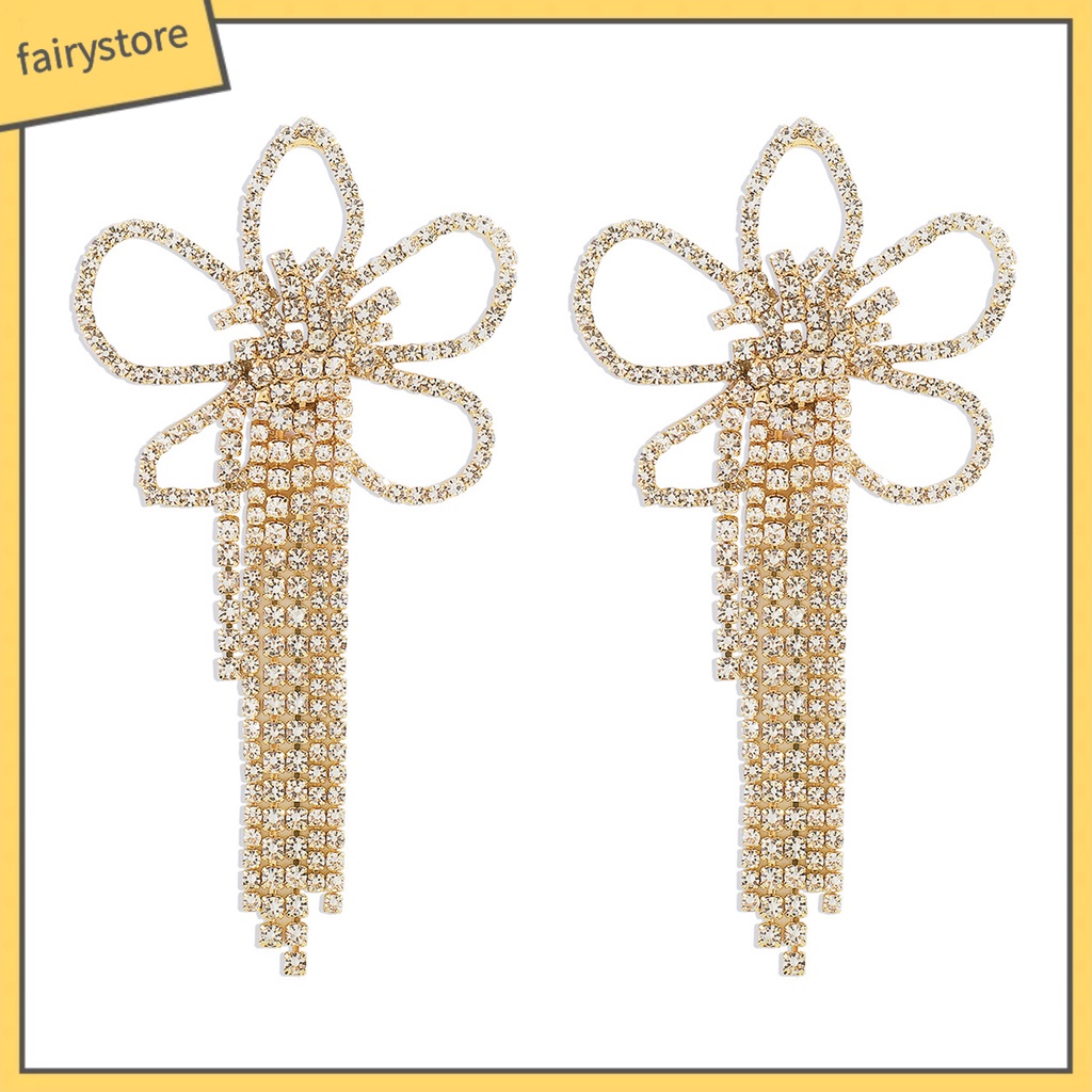 1 Đôi Bông Tai Hình Hoa Đính Đá Sang Trọng Cho Nữ