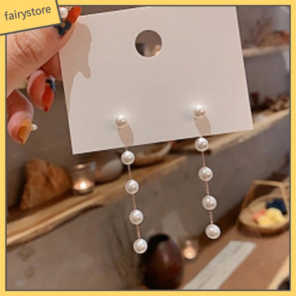 Khuyên Tai Tua Rua Đính Ngọc Trai Nhân Tạo Phong Cách Hàn Quốc