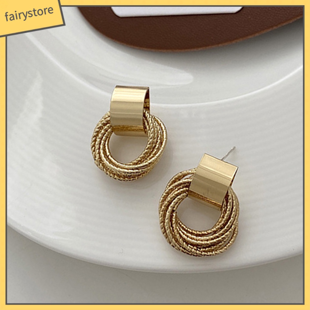 [FRO] 1 Cặp Bông Tai Nhiều Vòng Tròn Nhỏ Dễ Phối Đồ Trang Sức Nhẹ Nhàng