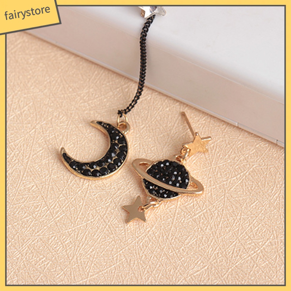 Đôi Khuyên Tai Hình Trăng Sao Đính Đá Thời Trang Cho Nữ