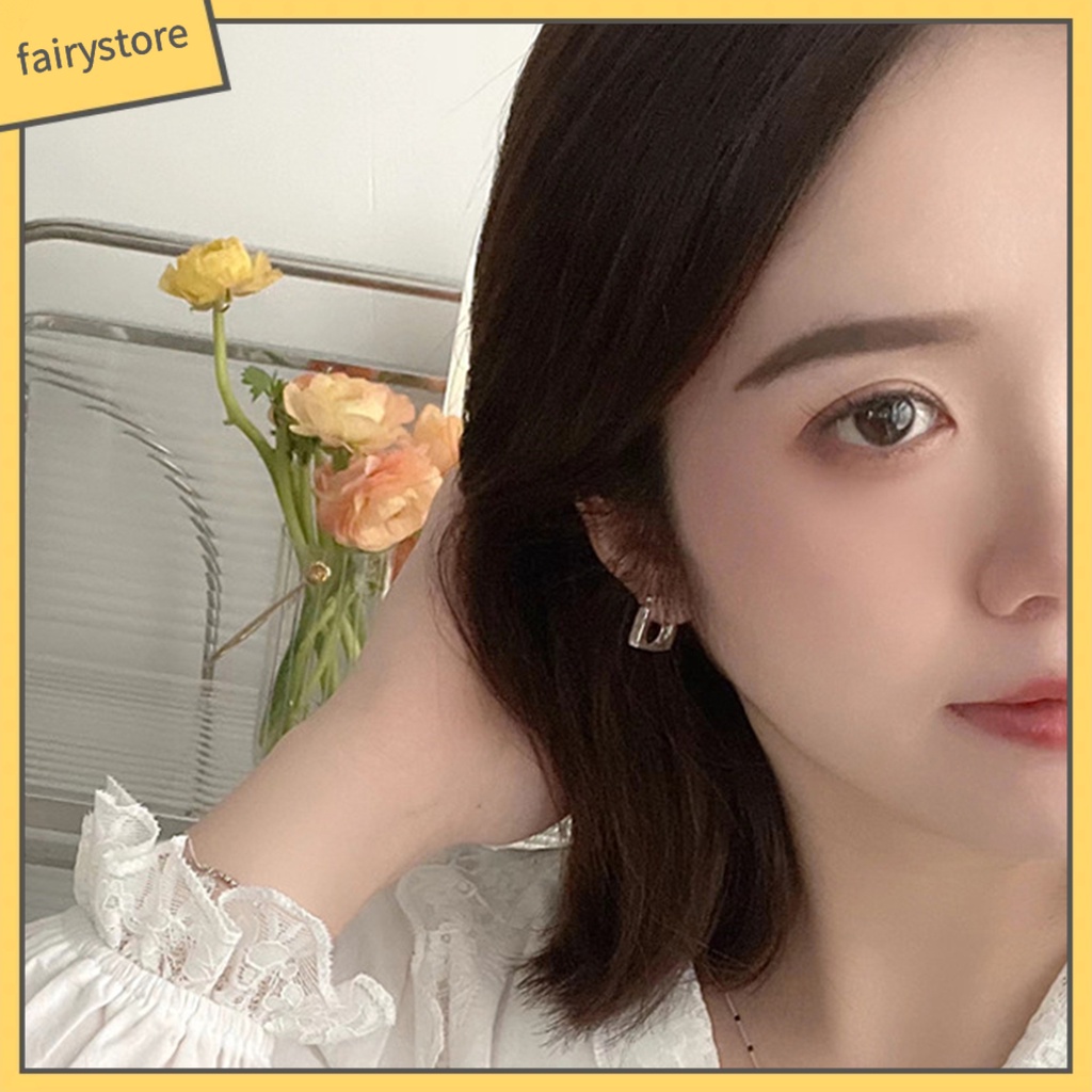 1 Khuyên Tai Lủng Lẳng Mặt Vuông Dày Mịn Phong Cách Hip Hop Unisex