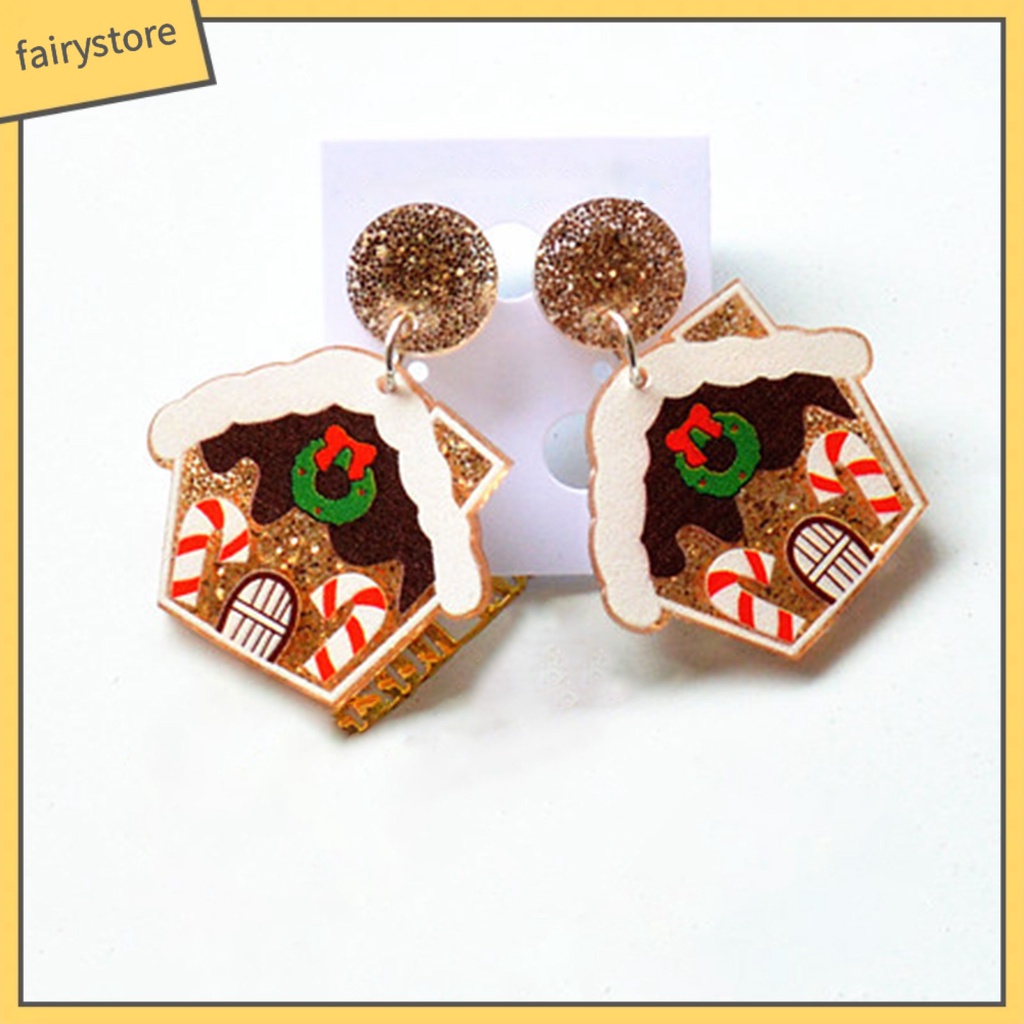 1 Cặp Bông Tai Họa Tiết Giáng Sinh Lấp Lánh Dễ Phối Đồ Dành Cho Nữ