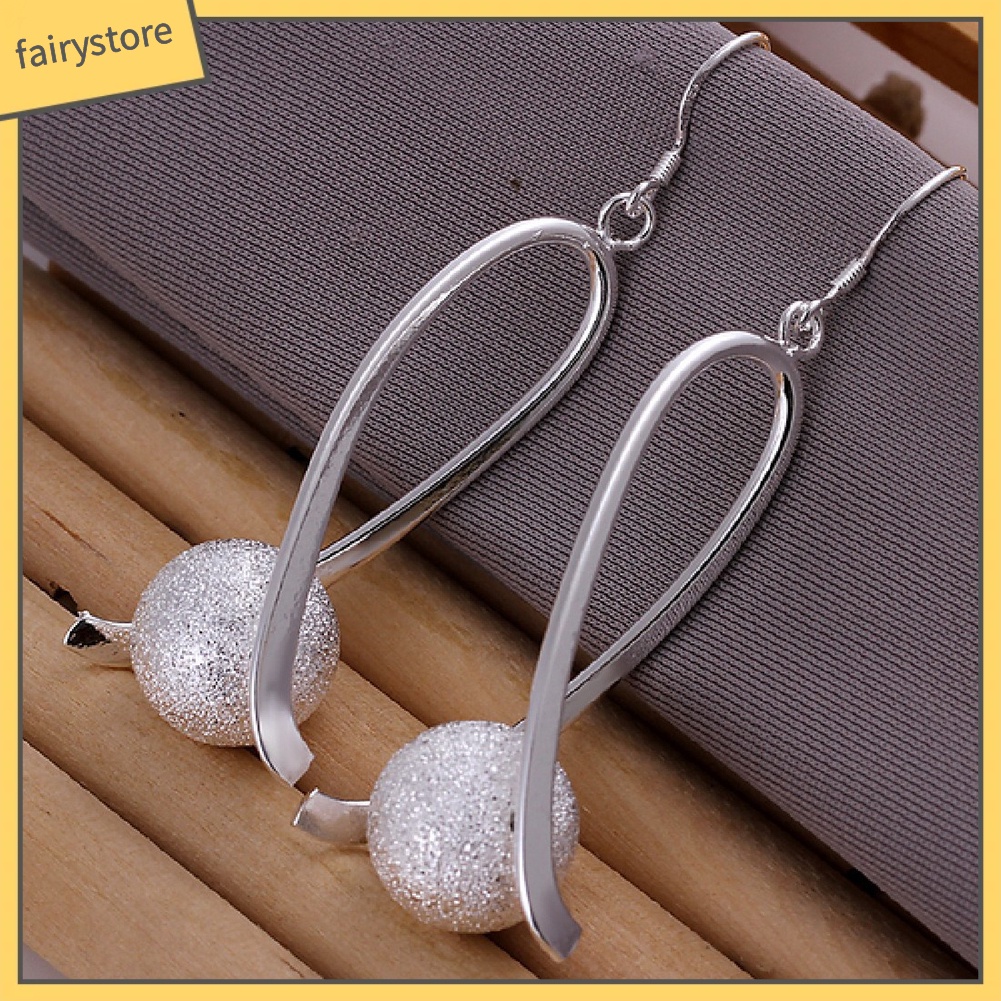 Bông Tai Mạ Bạc Dạng Móc Đính Hạt Thanh Lịch Cho Nữ