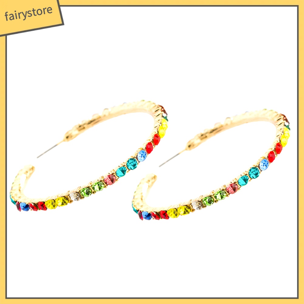 Khuyên Tai Tròn Lớn Đính Đá Thời Trang Cho Nữ