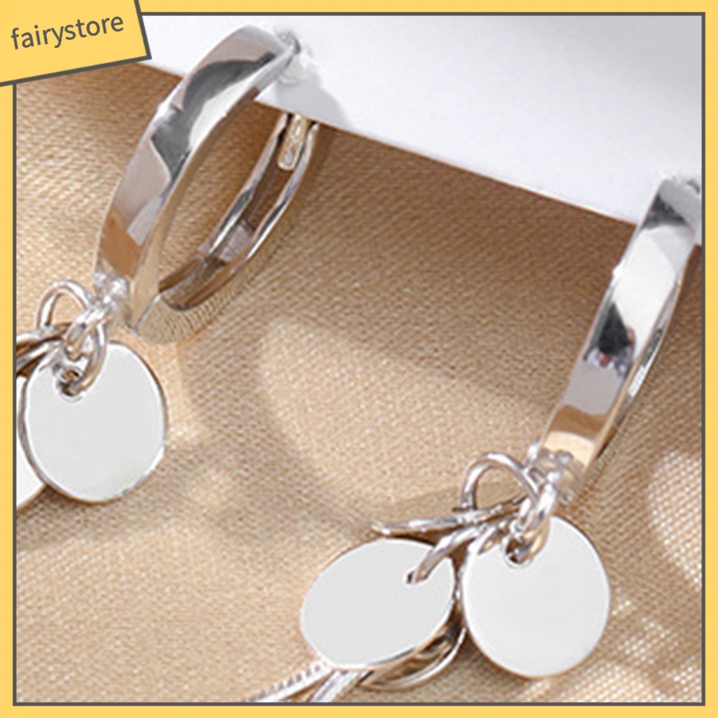 [FRO] 1 Đôi Bông Tai Thả Tròn Dáng Dài Phối Tua Rua Sang Trọng Cho Cuộc Sống Hàng Ngày