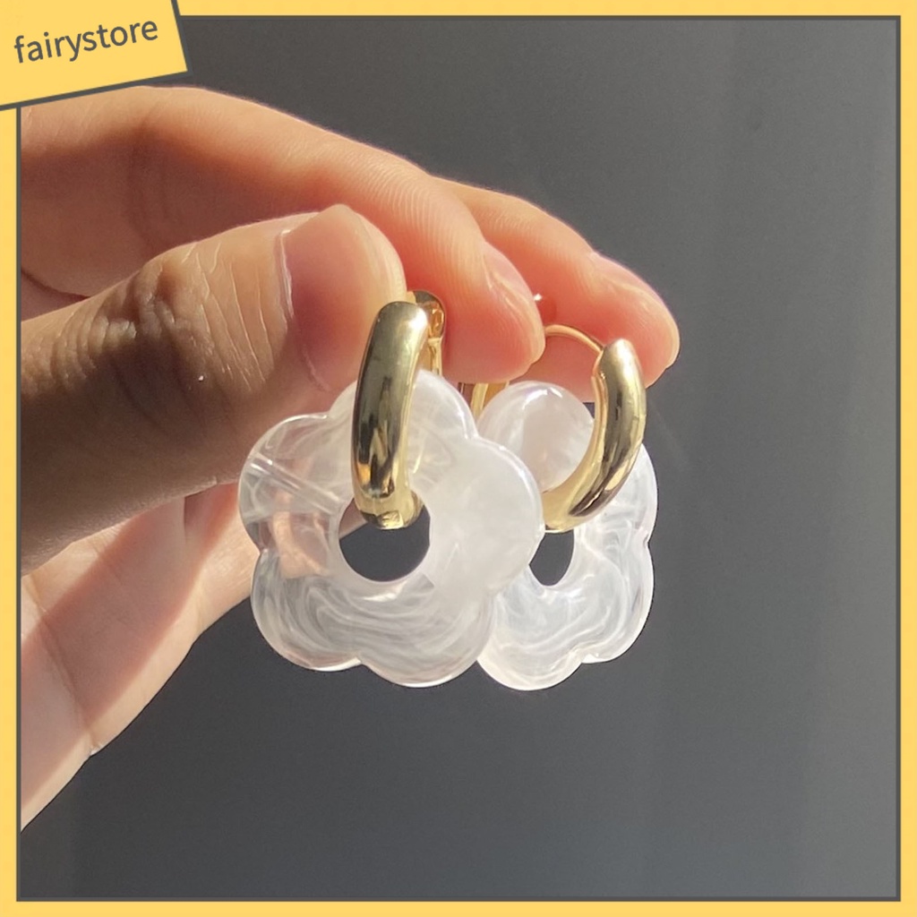 1 Đôi Bông Tai Hình Hoa Bằng Nhựa Resin Tinh Tế Dành Cho Nữ