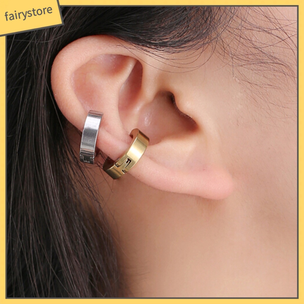 [FRO] 1 Khuyên Tai Dạng Kẹp Hình Tròn Màu Trơn Trang Trí Phong Cách Punk Bền Bỉ Không Gây Dị Ứng Phong Cách Hàn Quốc Thích Hợp Làm Quà Tặng