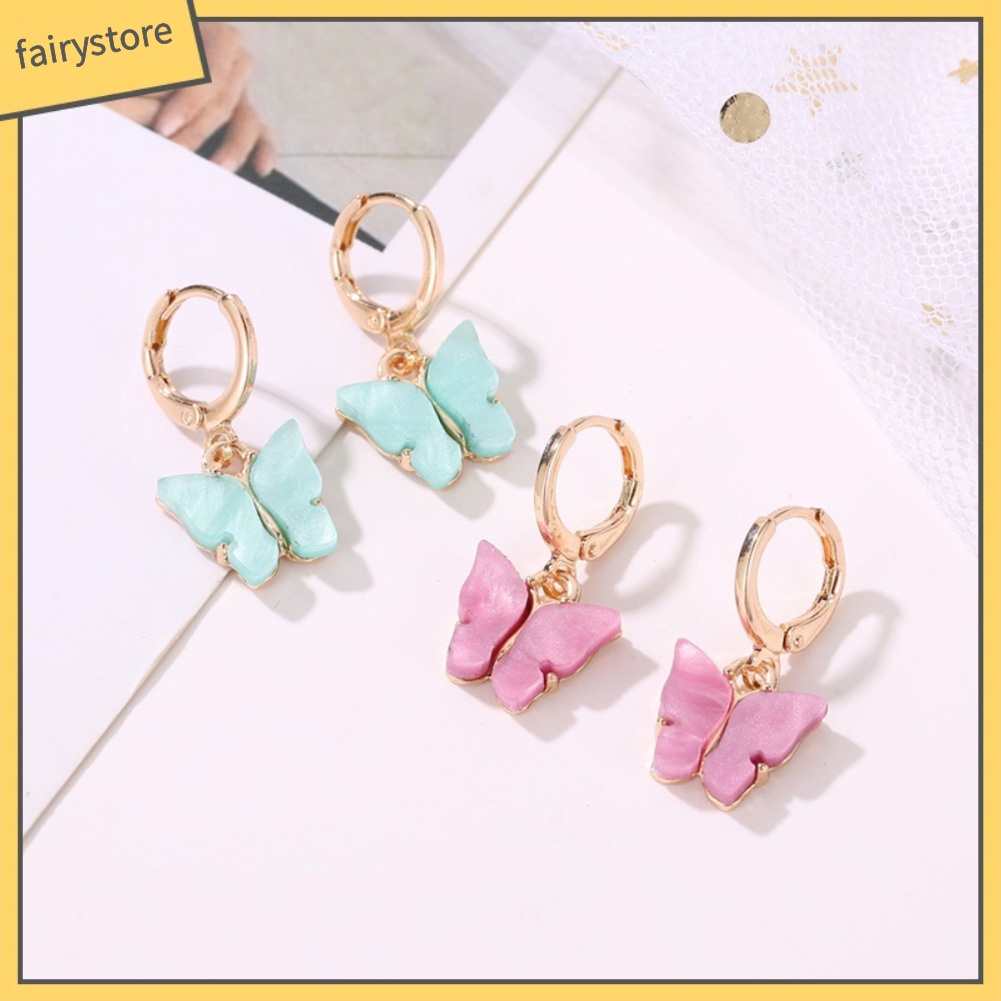 Bông Tai Acrylic Hình Bướm Màu Sắc Ngọt Ngào Thời Trang Cho Nữ