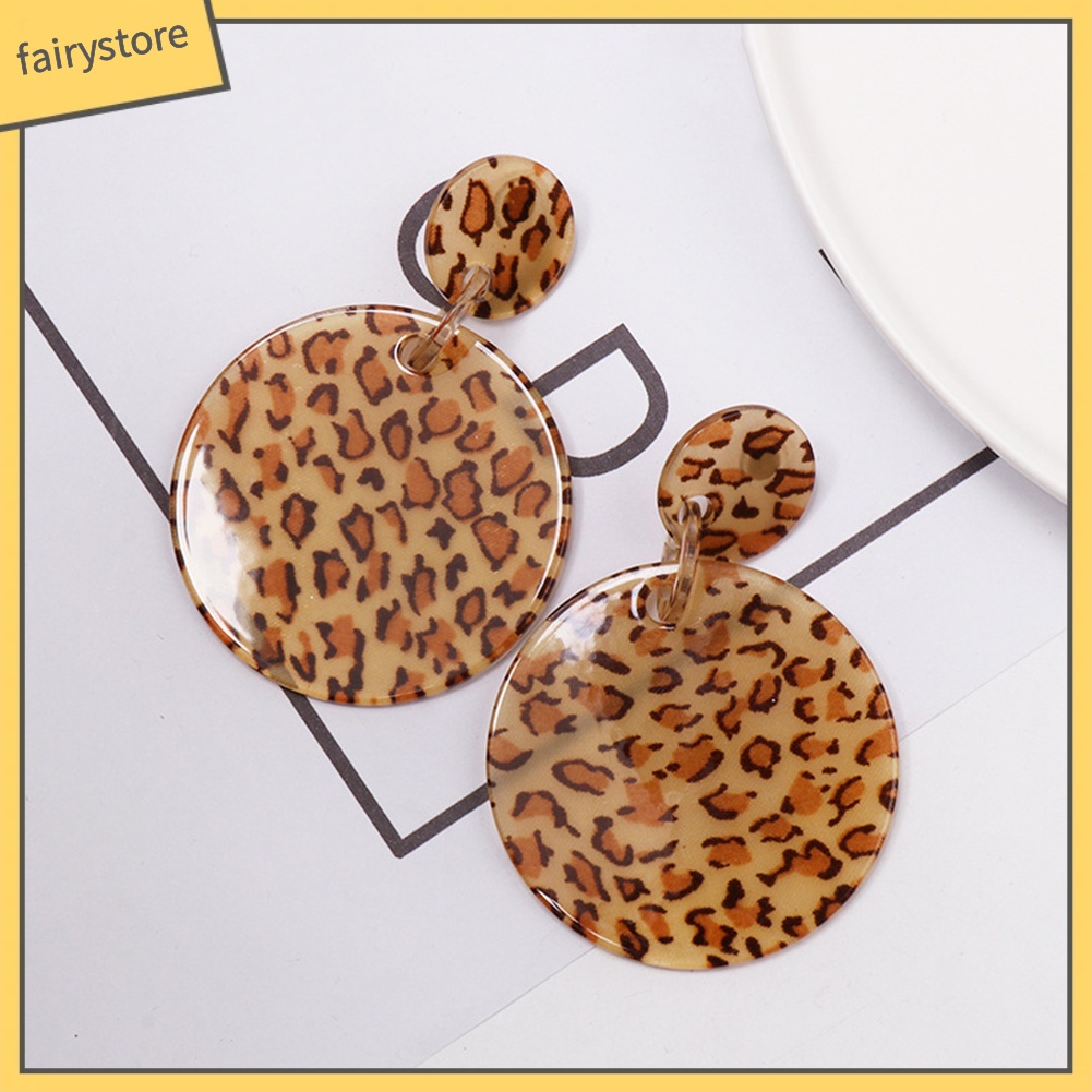 Bông Tai Hình Học Họa Tiết Da Báo Thời Trang Dự Tiệc