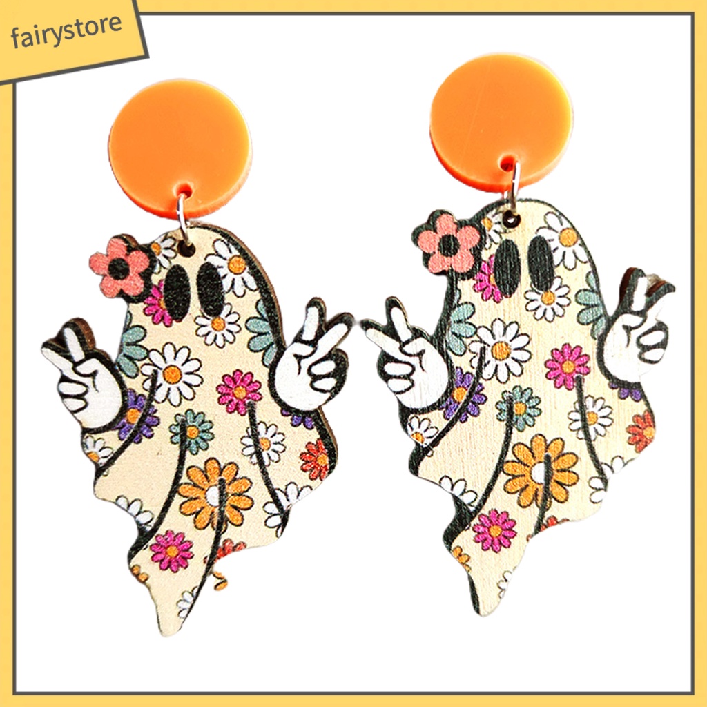 1 Đôi Bông Tai Hình Bí Ngô Hoạt Hình Phong Cách Vintage