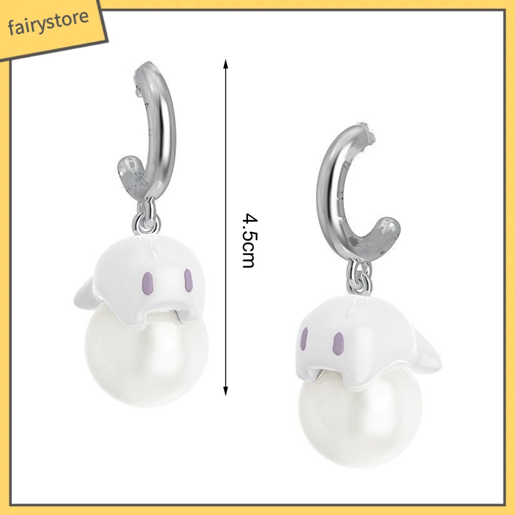 1 Đôi Bông Tai Ngọc Trai Nhân Tạo Hình Ma Nhỏ Dễ Thương Cho Nữ