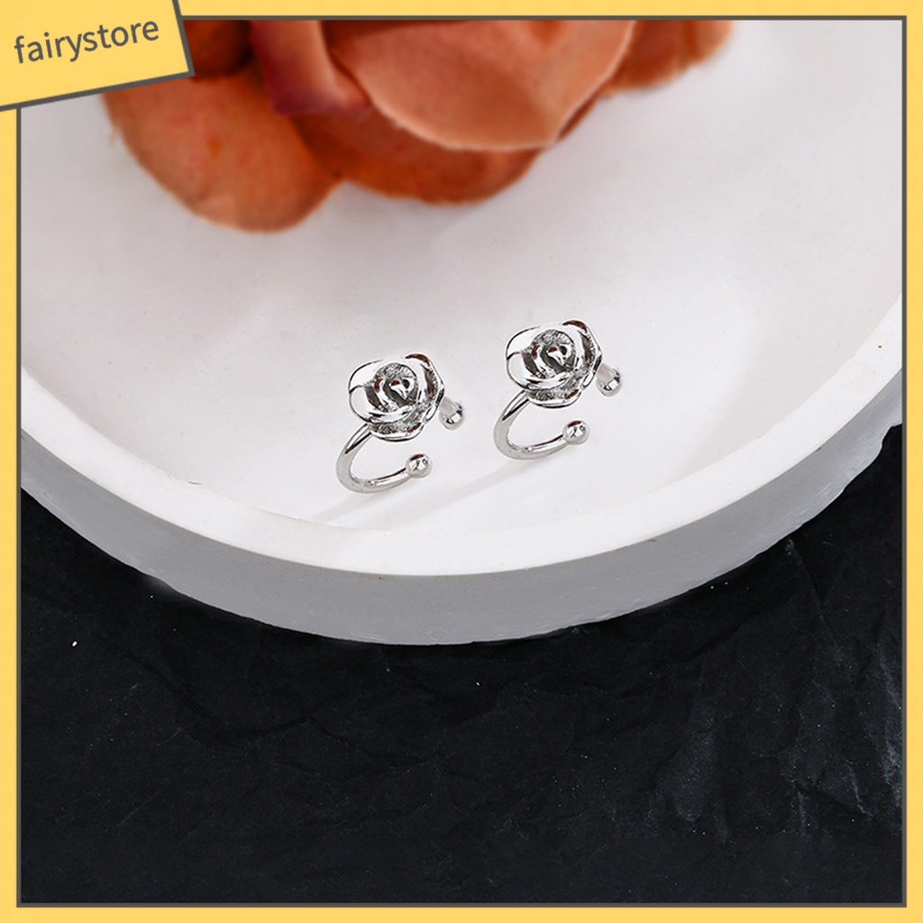 1 Khuyên Kẹp Vành Tai Hình Bông Hoa Mạ Điện Sáng Bóng Không Cần Xỏ Lỗ Dành Cho Nữ Dự Tiệc