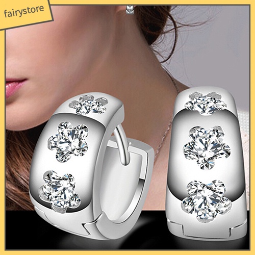 Bông Tai Mạ Bạc Hình Hoa Đính Đá Thời Trang Cho Nam Nữ