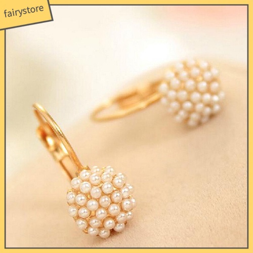 Khuyên Tai Tròn Đính Hạt Ngọc Trai Giả Thời Trang Cho Nữ