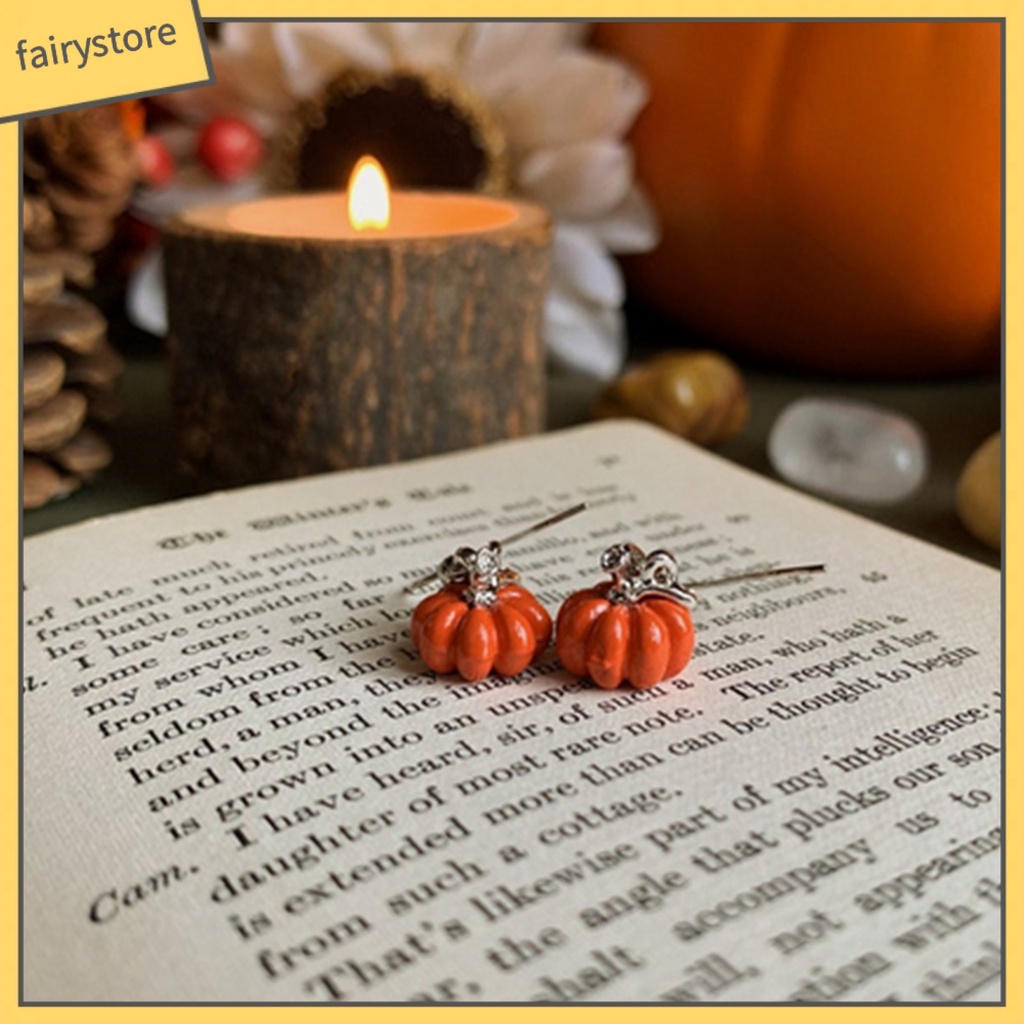 1 Đôi Bông Tai Mạ Bạc Hình Trái Bí Ngô Phong Cách Halloween Thời Trang Cho Nữ