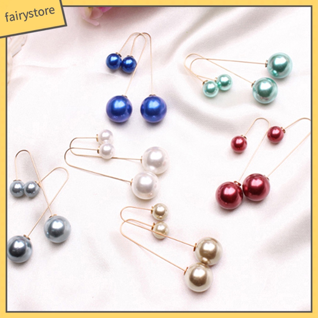 Bông Tai Chữ U Đính Ngọc Trai Giả Thời Trang Dành Cho Nữ