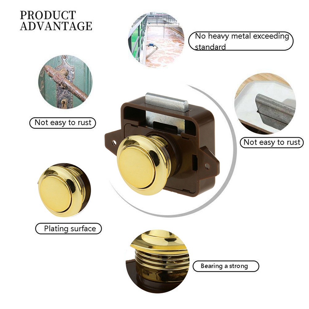 Núm Vặn Then Chốt Cửa Xe Caravan Bằng Hợp Kim Kẽm Màu Vàng 26mm