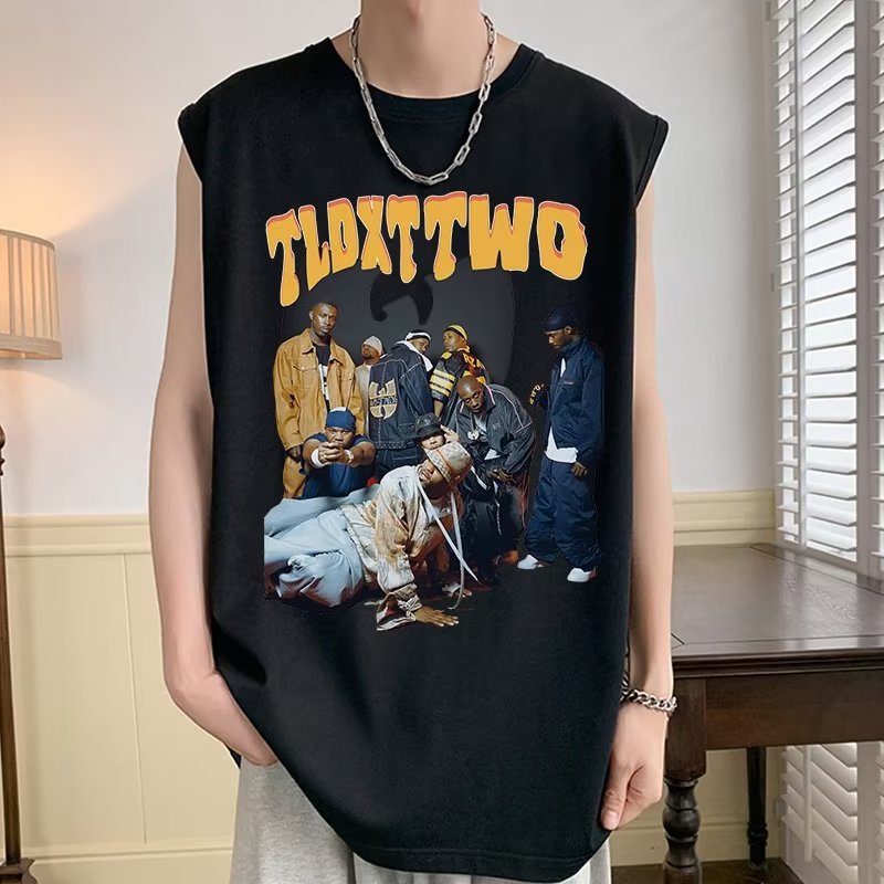 Áo Thun Ba Lỗ Cổ Tròn In Chữ Phong Cách Hip Hop Mỹ Thời Trang Mùa Hè Cho Nam Cỡ M-5XL