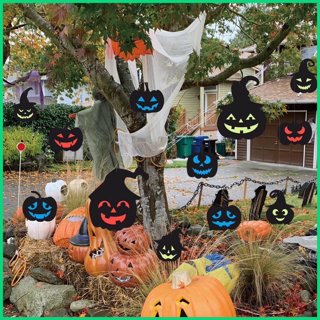 Bộ Sticker Dán Trang Trí Halloween Hình Bí Ngô Phát Sáng Chống Nước Dành Cho Trẻ Em