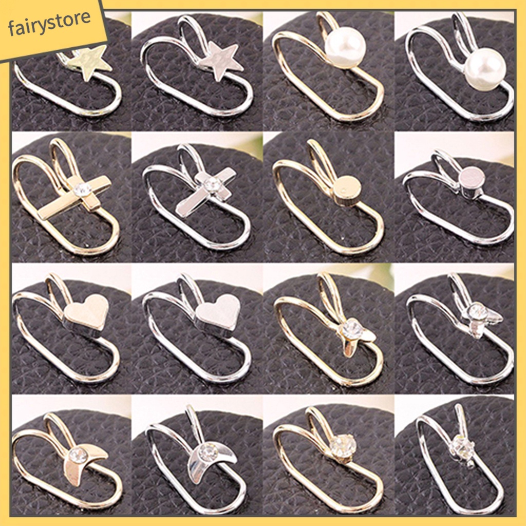 [FRO] Khuyên Kẹp Vành Tai Không Xỏ Đính Ngọc Trai Giả Hình Trái Tim Mặt Trăng Tinh Tế Cho Nữ