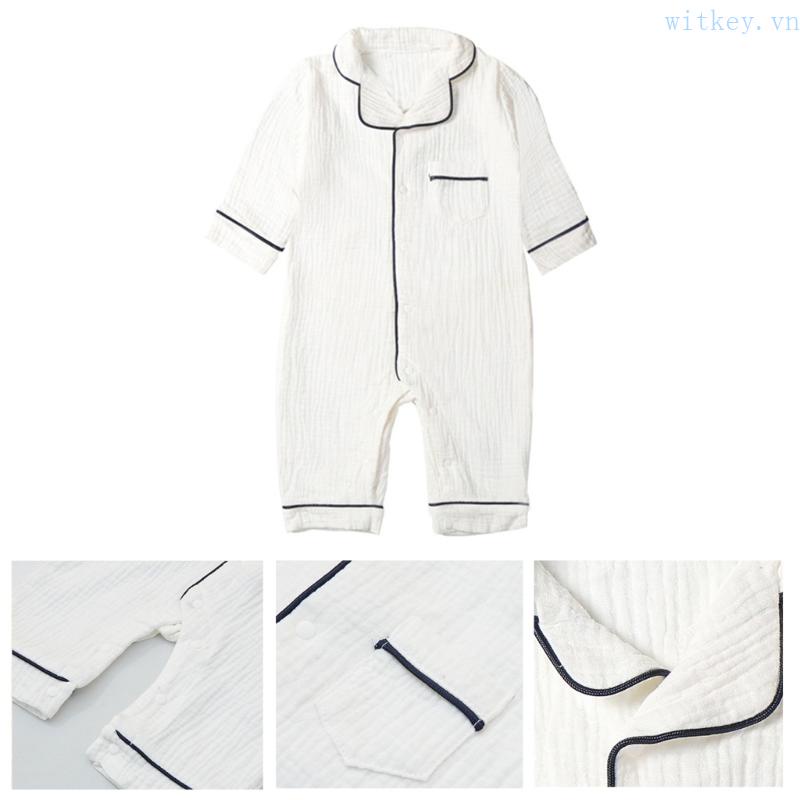 Bộ Đồ Ngủ Áo Liền Quần Bằng Cotton Dành Cho Bé Trai Gái 66 73 80 90cm